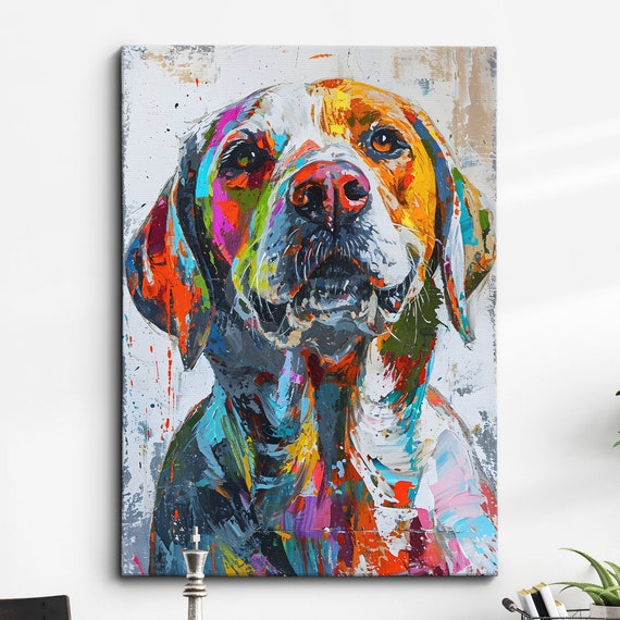 Labrador Retriever Fun Animal Dog Pet Lover Abstract Oil Painting Wall Art Framed Canvas Poster Print Home Kitchen Living Room Decor Gift