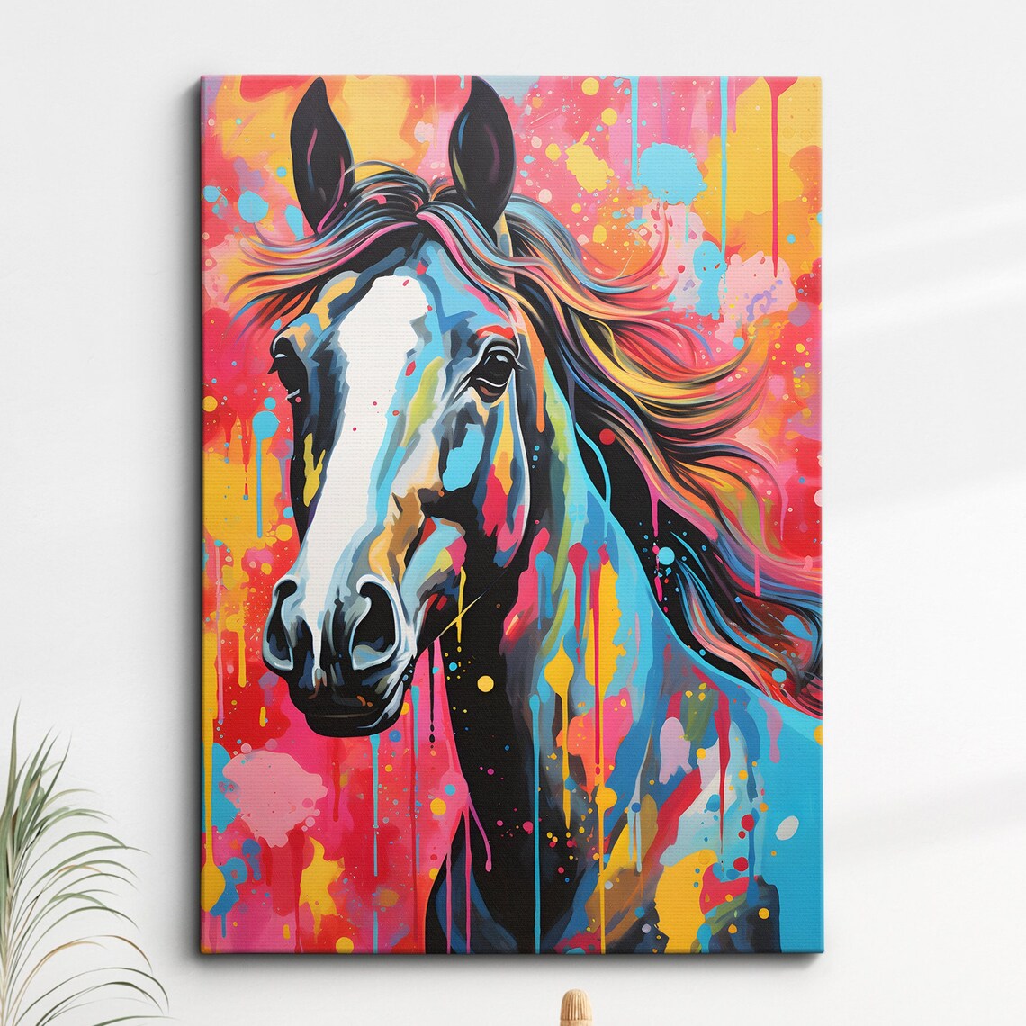 Horse Abstract Oil Painting Splatter Art Print