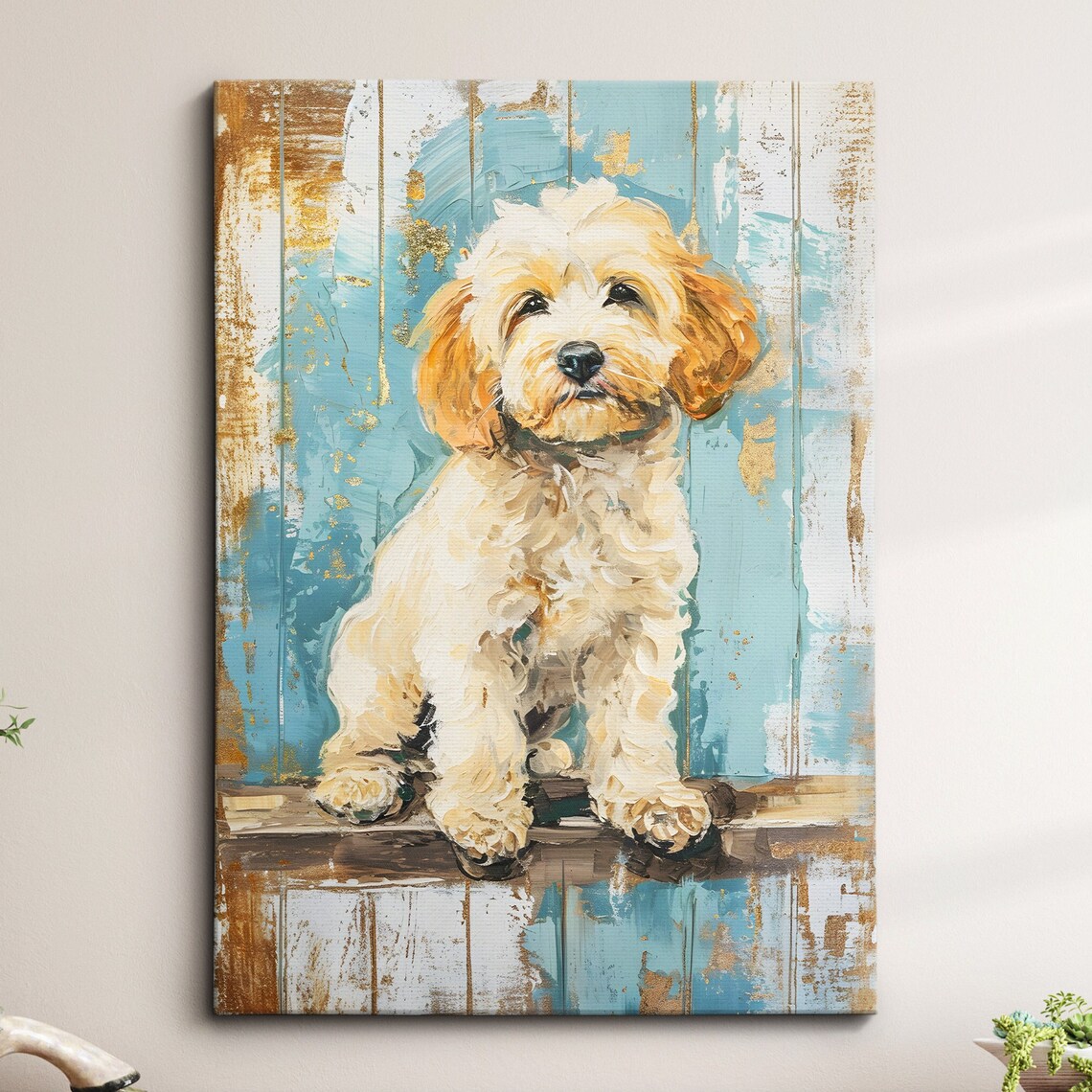 Cockapoo Fun Animal Abstract Oil Painting Art Print