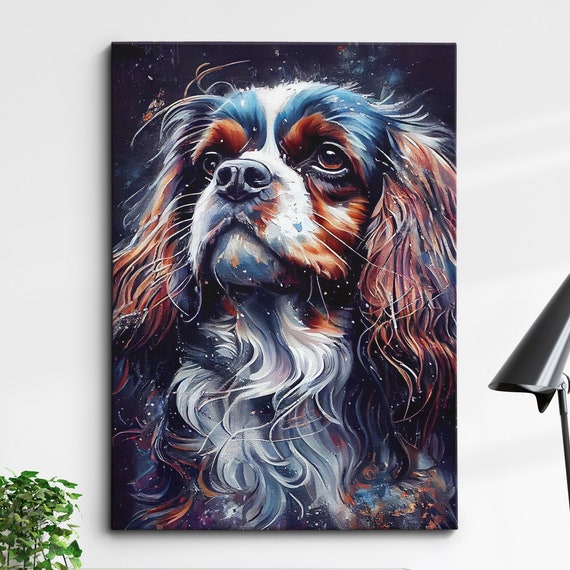 Cavalier King Charles Animal Pet Dog Abstract Painting Puppy Wall Art Framed Canvas Poster Print Homeoffice Room Decor Gifts