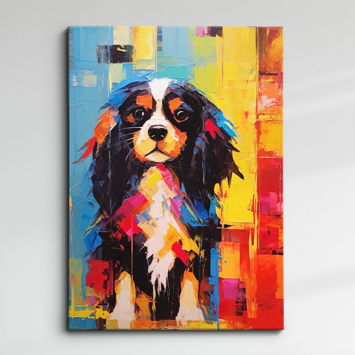Colorful Cavalier King Charles Spaniel Modern Dog Portrait Poster