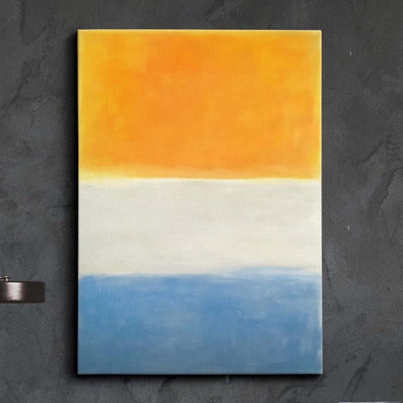 Modern Abstract Yellow Blue Exhibition Oil Painting Wall Art Framed Canvas Poster Print Home Living Room Decor