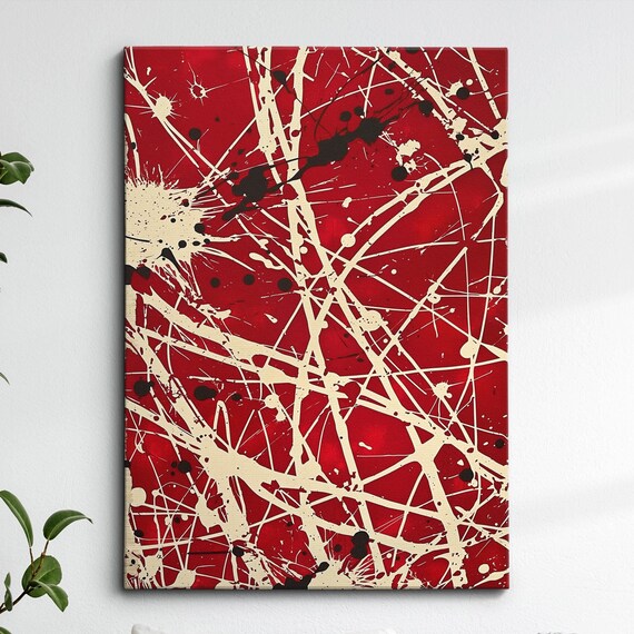 Modern Abstract Red Beige Free Form Exhibition Oil Painting Wall Art Framed Canvas Poster Print Home Living Room Decor