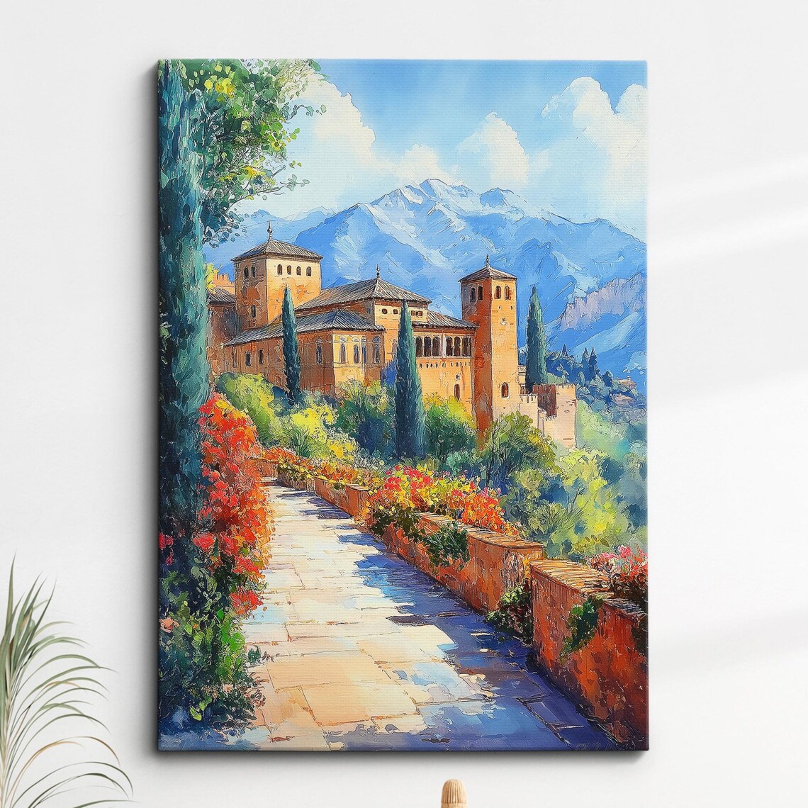 Alhambra Granada Spain Garden Palace Watercolor Landmark Wall Art