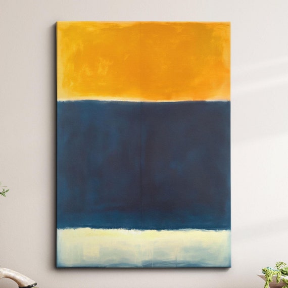 Modern Abstract Orange Blue Exhibition Oil Painting Wall Art Framed Canvas Poster Print Home Living Room Decor