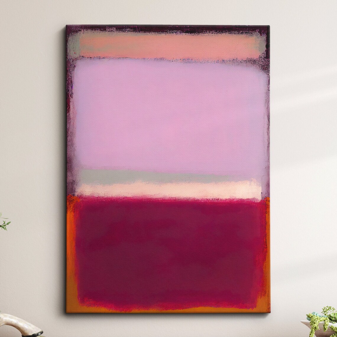 Lavender and Crimson Abstract Color Field Oil Painting Poster