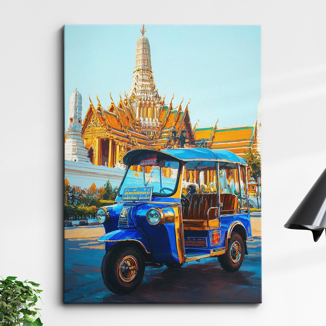 Tuk Grand Palace Oil Painting Palette Knife Style Thailand Bangkok Wall Art Framed Canvas Poster Print Living Room Home Decor Gifts