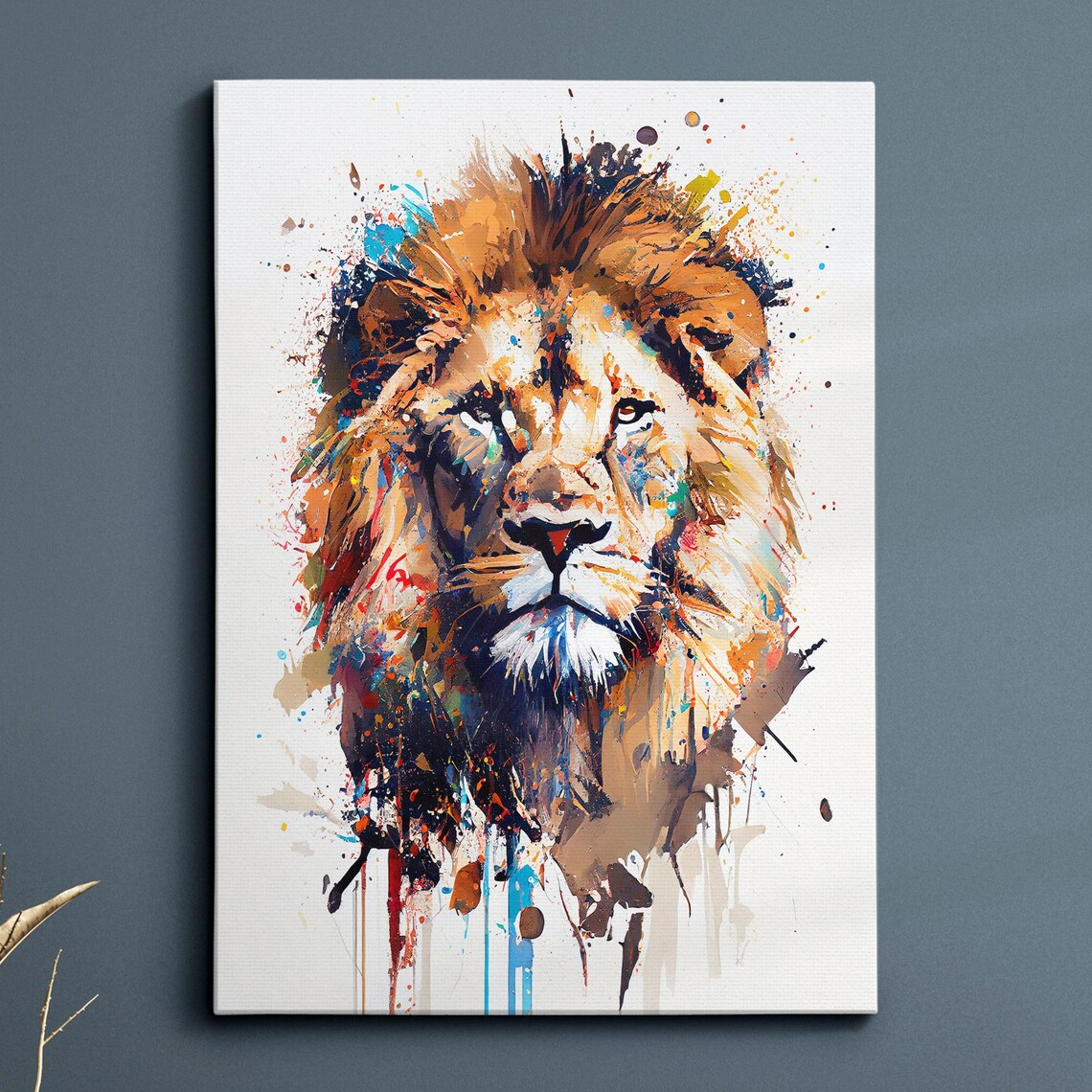Lion Abstract Modern Jungle Oil Painting Art Print