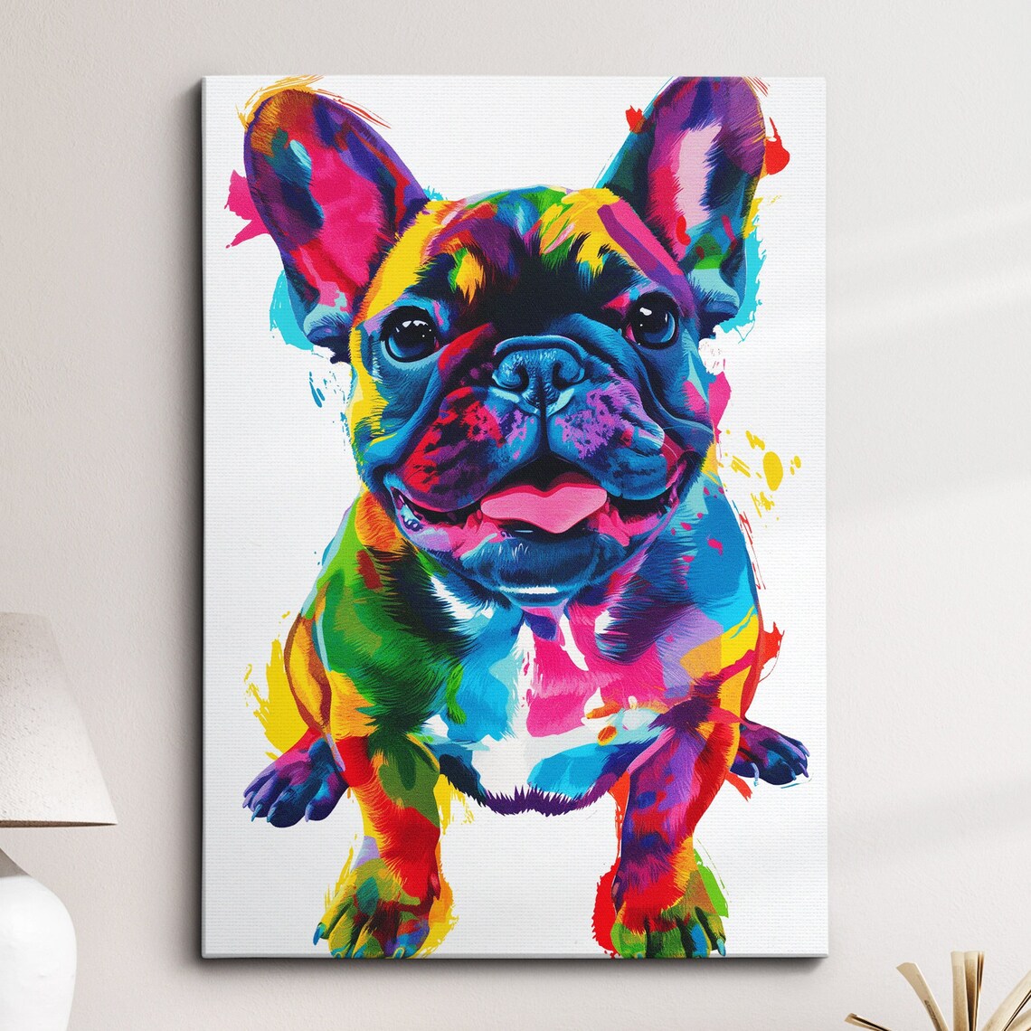 Colorful Pop Art French Bulldog Puppy Rainbow Modern Animal Poster
