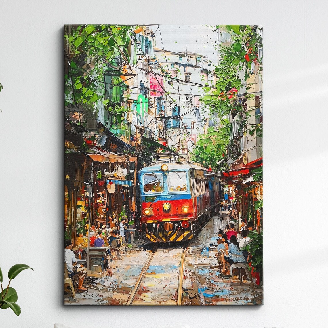 Hanoi Train Street Oil Painting, Vietnam Travel Poster