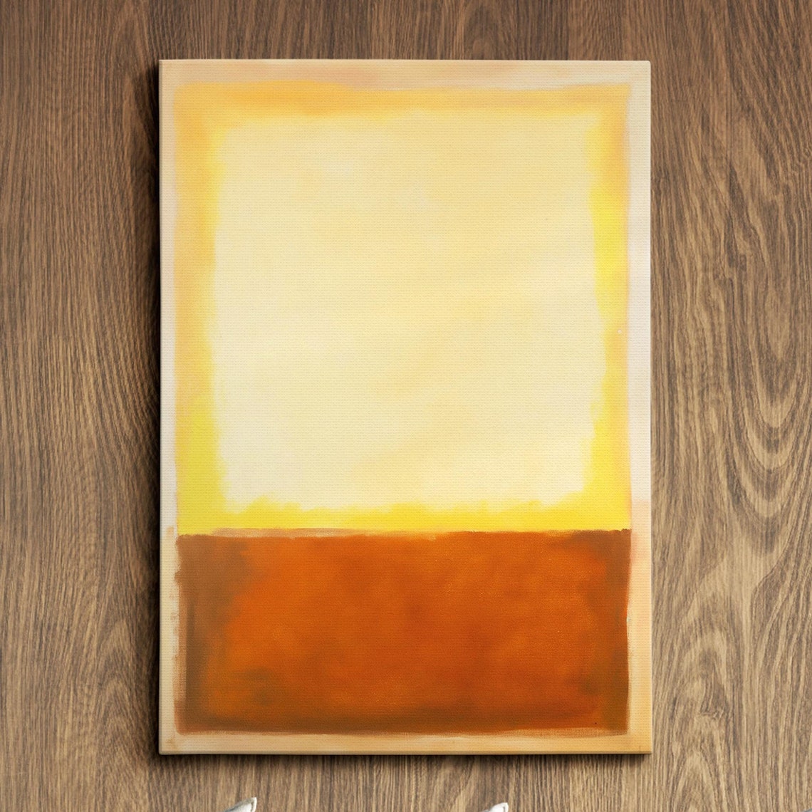 Abstract Ivory Cream and Burnt Orange Warm Color Blocks Print