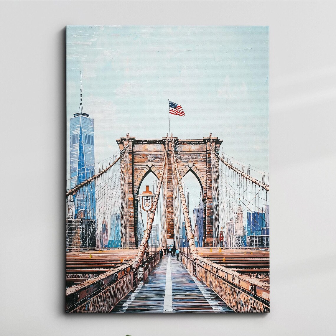 Brooklyn Bridge Sunny Day Skyline New York Oil Painting Poster