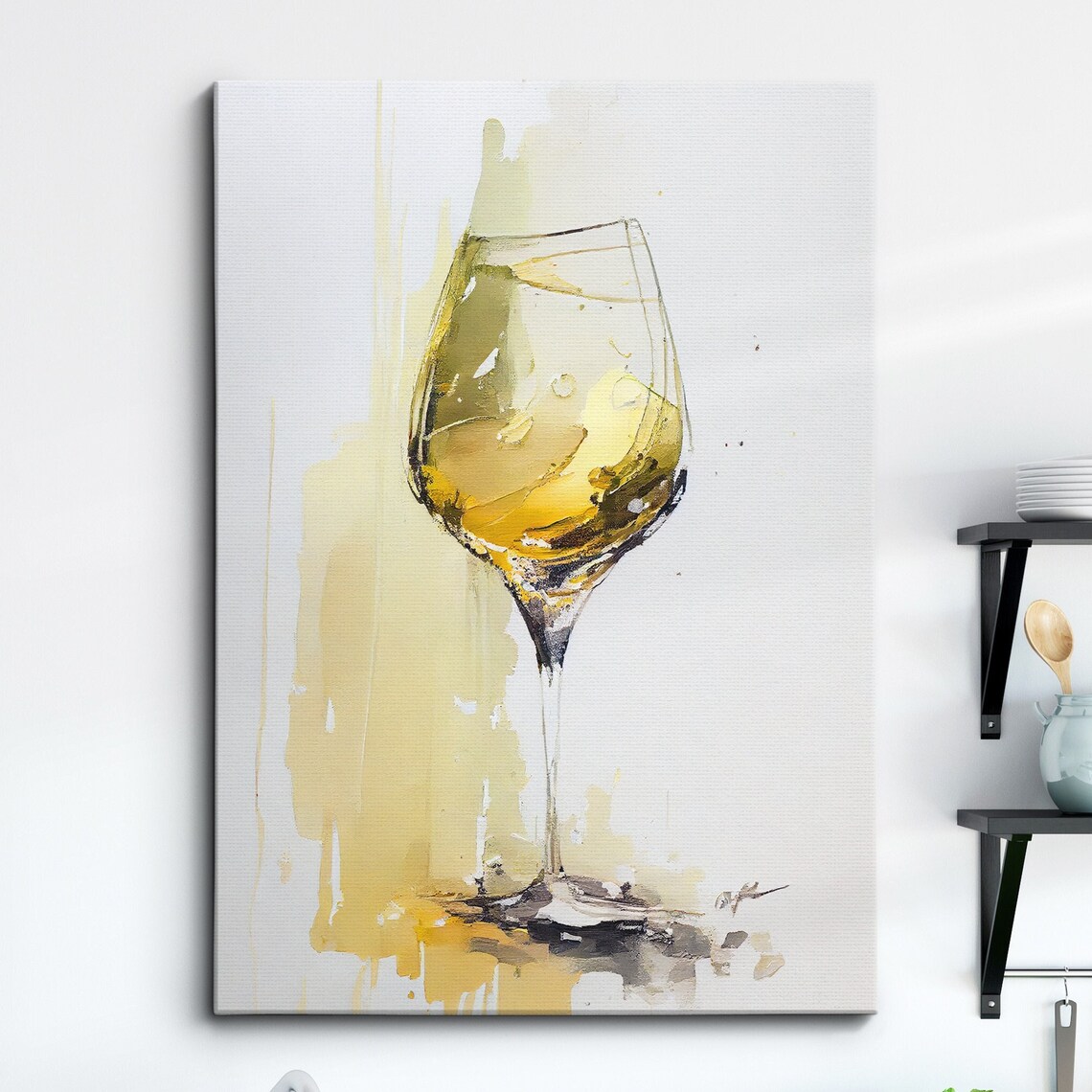 Champagne Glass Abstract Oil Painting Art Print