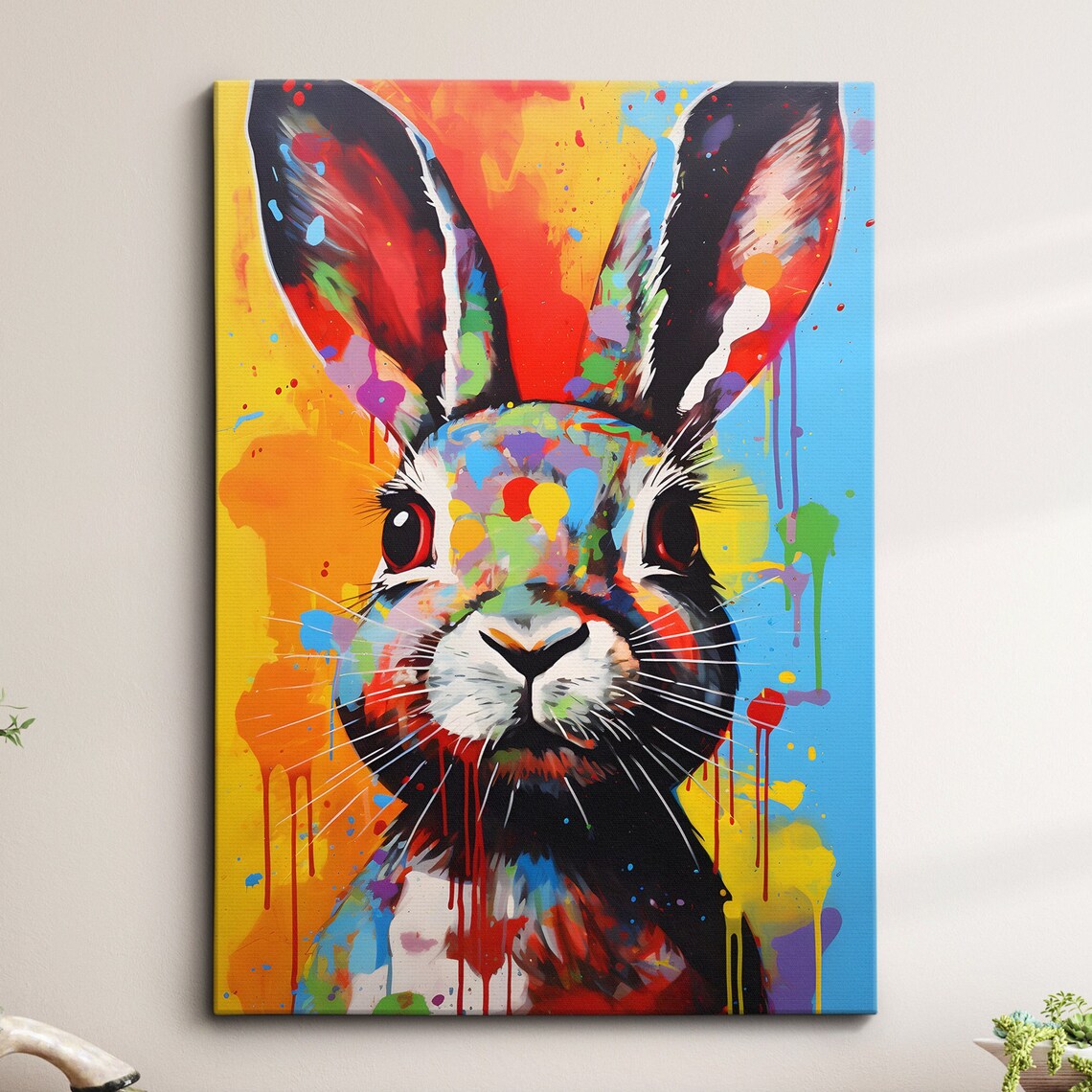 Colorful Rabbit Abstract Oil Painting Poster Print