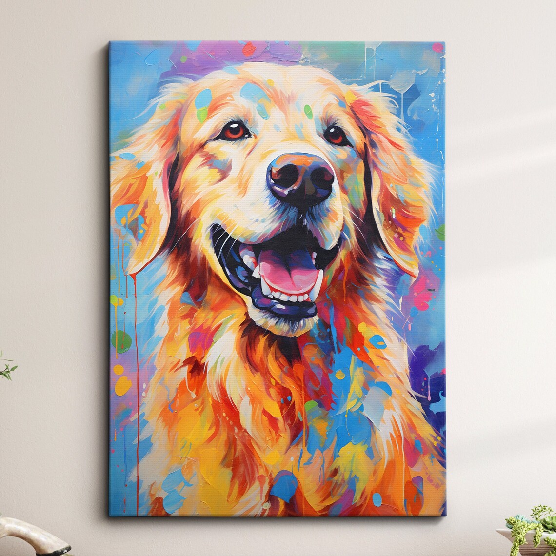 Golden Retriever Abstract Oil Painting Art Print