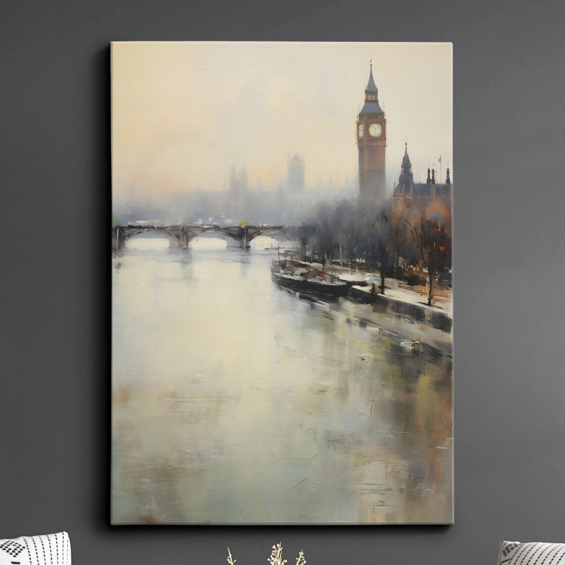 London Big Ben Westminster Bridge Warm Abstract Oil Painting Poster