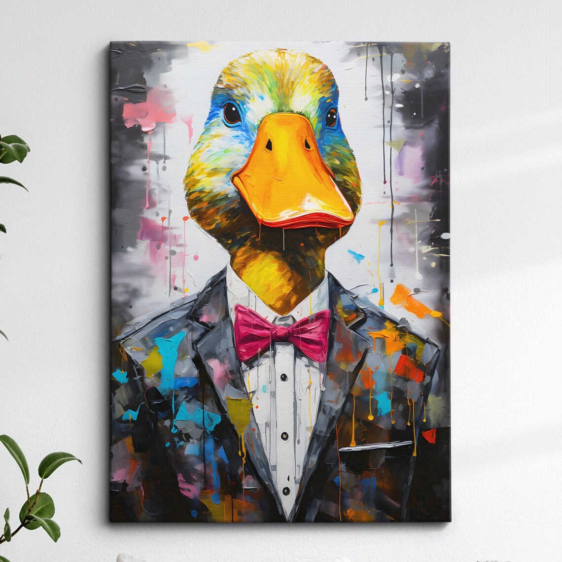 Duck With Suit Bow Tie Animal Abstract Art Print