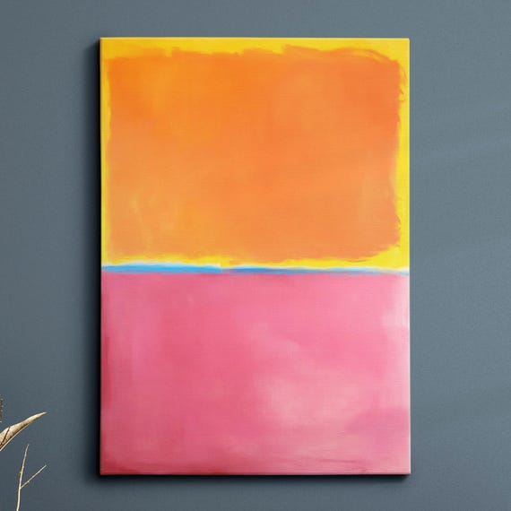 Modern Abstract Pink Orange Exhibition Oil Painting Wall Art Framed Canvas Poster Print Home Living Room Decor