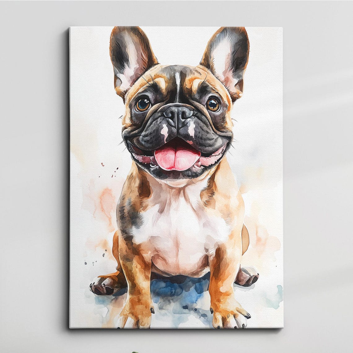 French Bulldog Fun Animal Dog Pet Lover Abstract Oil Painting Wall Art Framed Canvas Poster Print Home Kitchen Living Room Decor Gifts