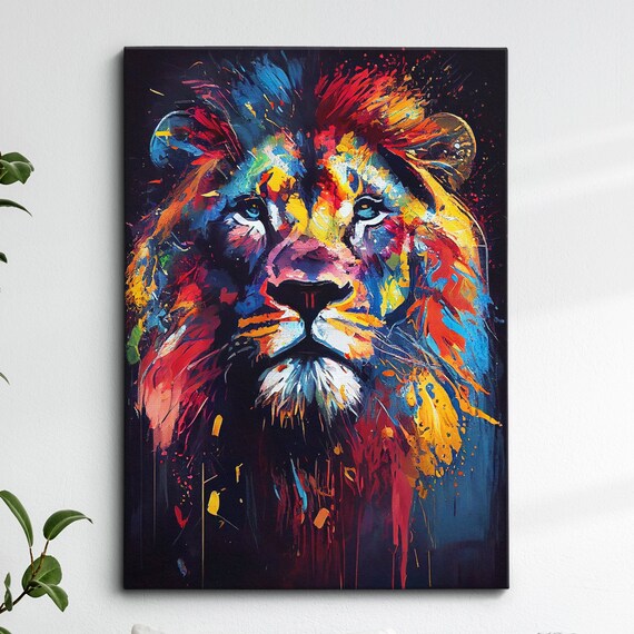 Lion Animal Abstract Oil Painting Wall Art Print