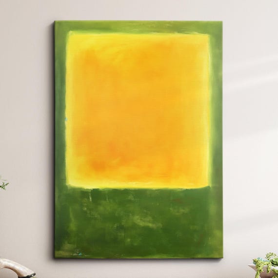 Modern Abstract Orange Green Exhibition Oil Painting Wall Art Framed Canvas Poster Print Home Living Room Decor