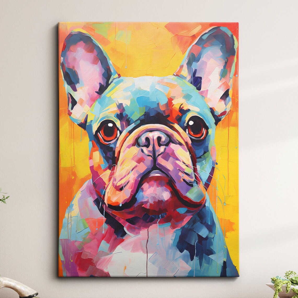 Vibrant French Bulldog Mosaic Pop Art Colorful Painting Poster