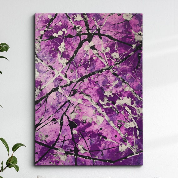 Modern Abstract Purple Black Free Form Exhibition Oil Painting Wall Art Framed Canvas Poster Print Home Living Room Decor
