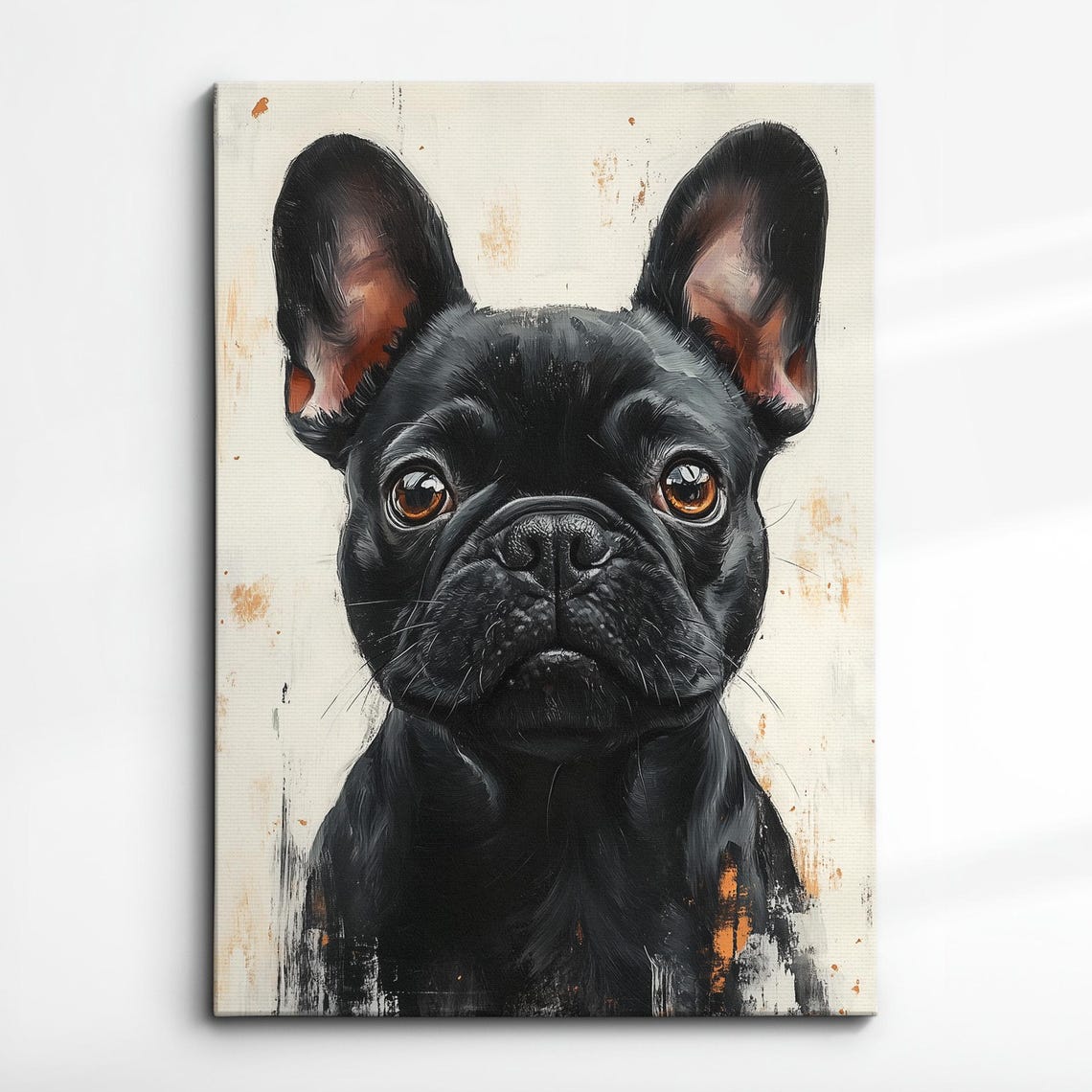 French Bulldog Fun Animal Dog Pet Lover Abstract Oil Painting Wall Art Framed Canvas Poster Print Home Kitchen Living Room Decor Gifts