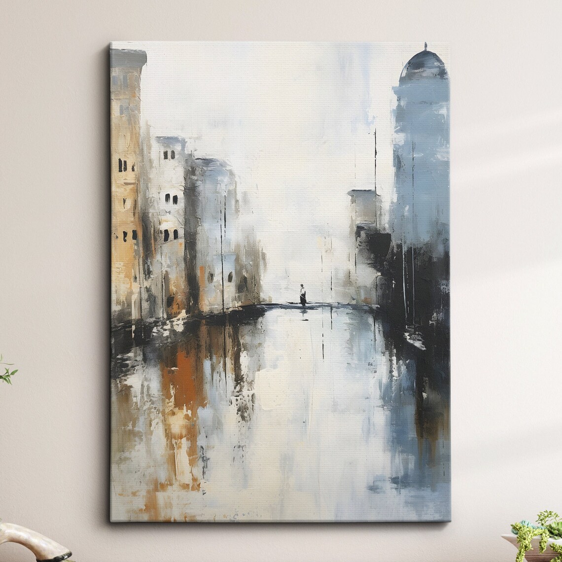 Venice Italy Canal Travel Poster, Abstract Modern Painting