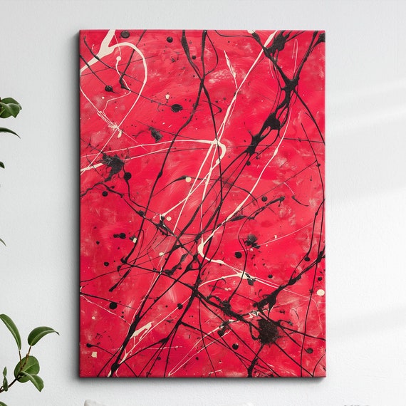 Modern Abstract Red Black Free Form Exhibition Oil Painting Wall Art Framed Canvas Poster Print Home Living Room Decor
