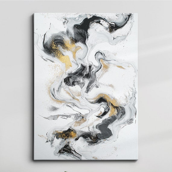 Modern Abstract Grey Gold Minimalist Geometric Oil Painting Wall Art Framed Canvas Poster Print Home Living Room Decor Gift Ideas