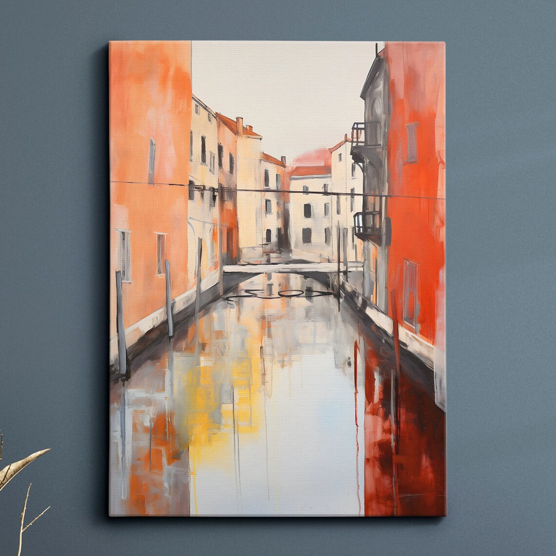 Venice Canal Soft Watercolor Reflections Bridge Abstract Art Poster