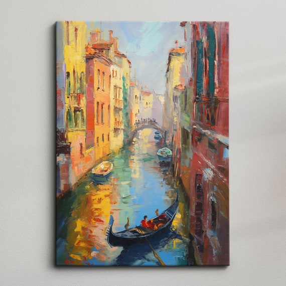 Venice Italy Canal Cathedral Abstract Modern Colourful Europe Painting Wall Art Framed Canvas Poster Print Homeoffice Room Decor Gifts