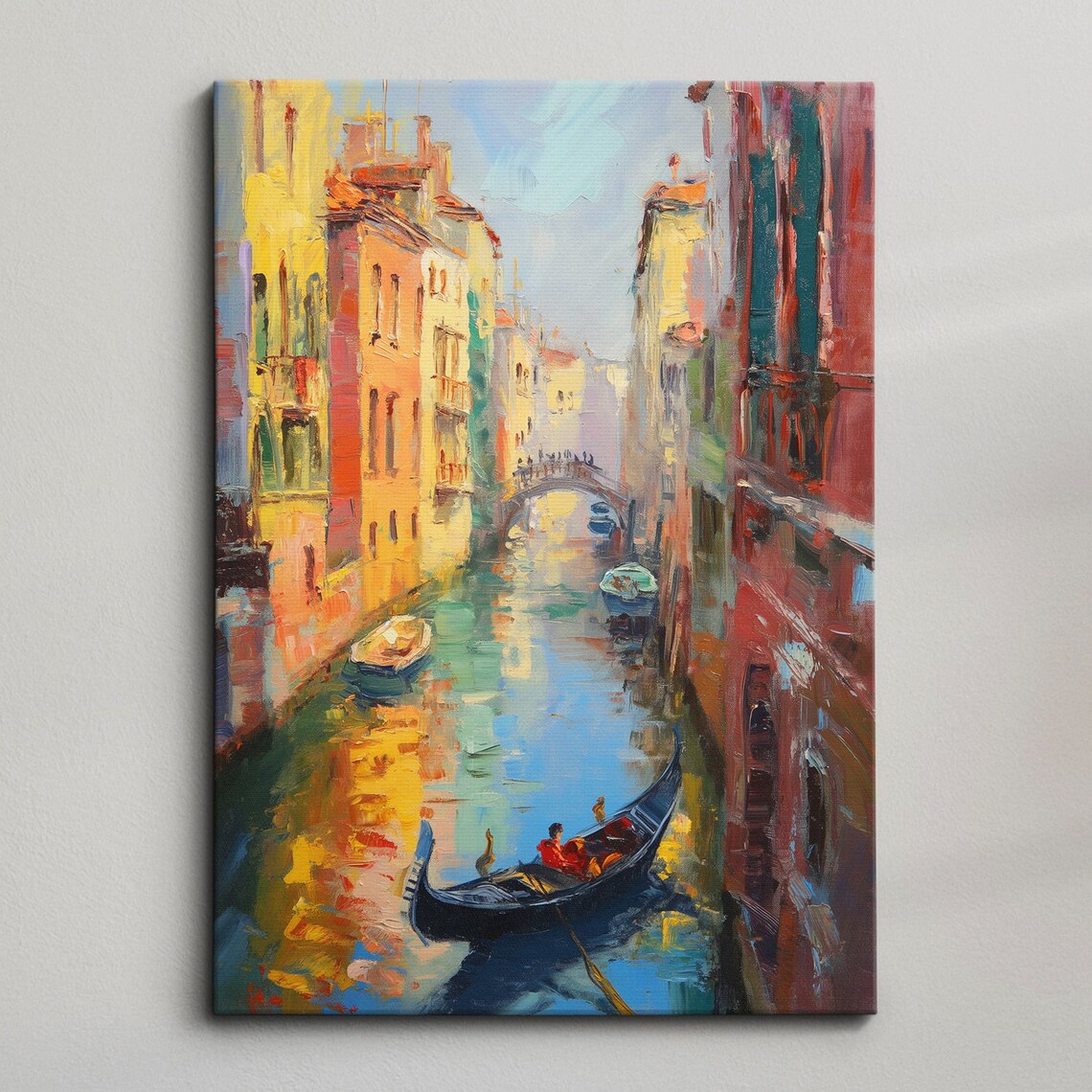 Venice Italy Canal Gondola Colorful Impressionist Painting Poster