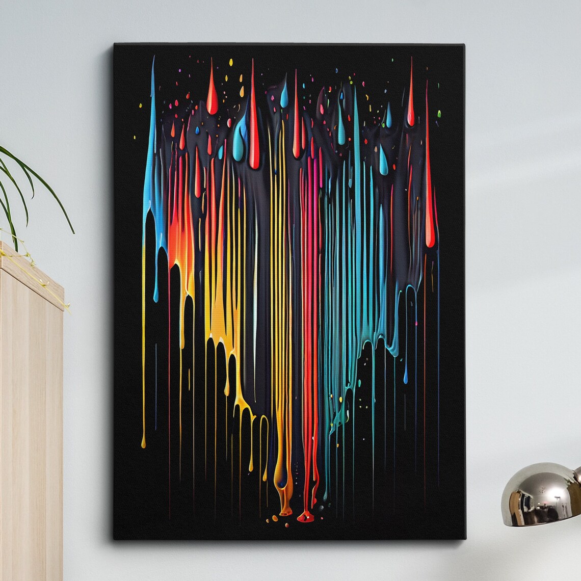 Colourful Dripping Paint Splatter Abstract Art Print