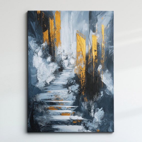 Modern Abstract Grey Gold Minimalist Geometric Oil Painting Wall Art Framed Canvas Poster Print Home Living Room Decor Gift Ideas