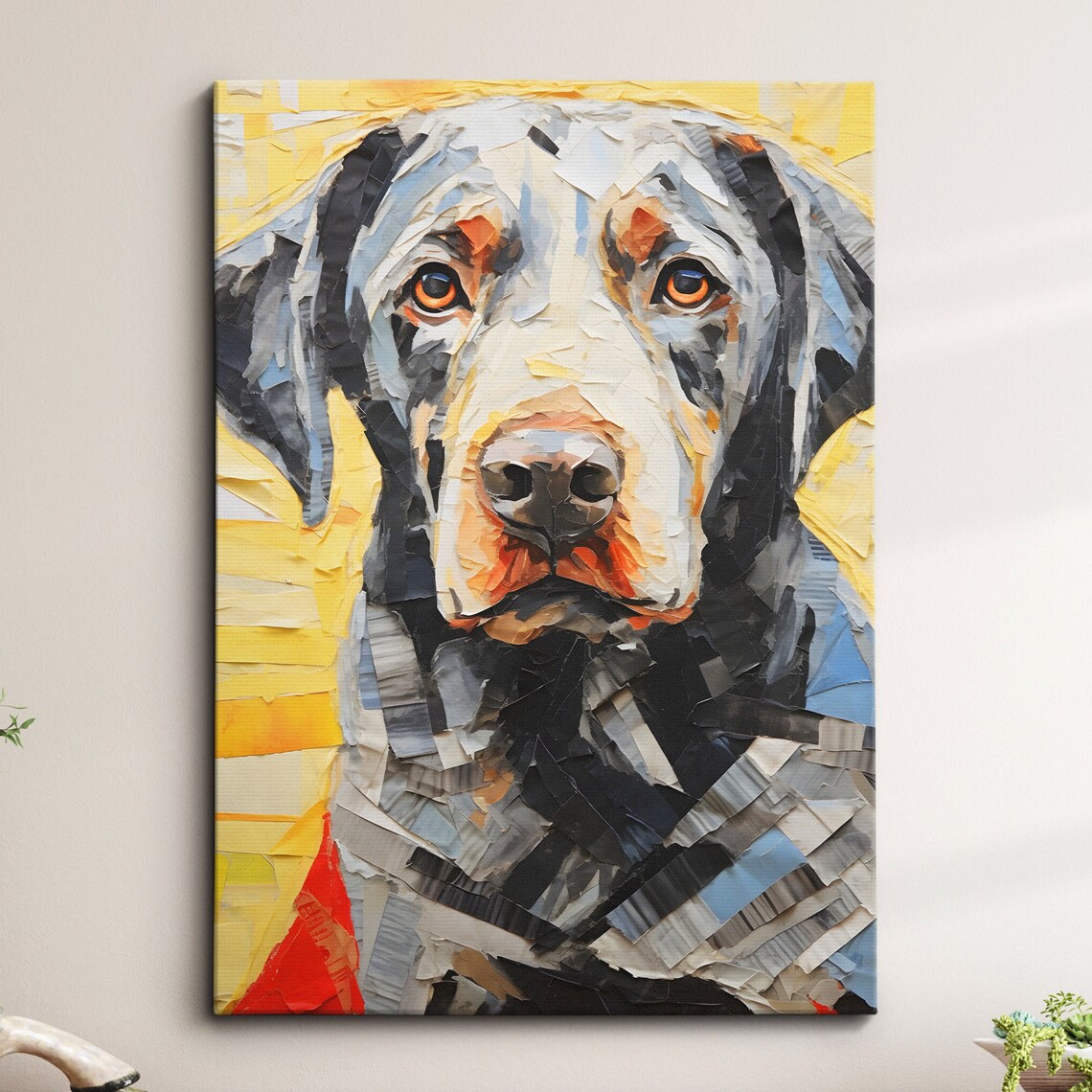 Labrador Retriever Paper Cut Style Portrait Colorful Dog Art Poster