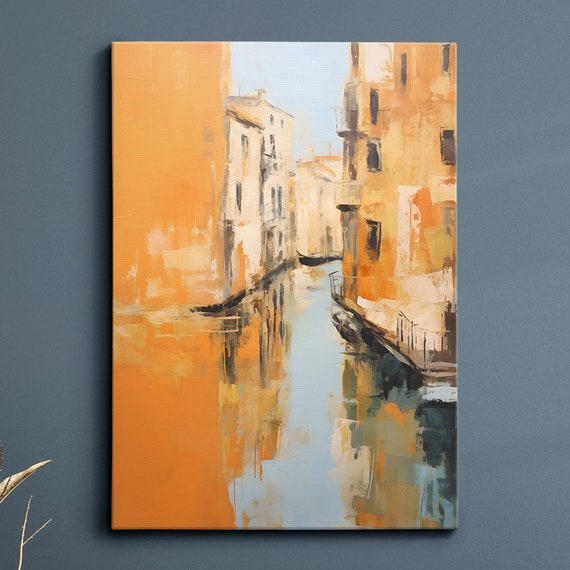 Venice Italy Canal Travel Europe Abstract Oil Modern Painting Wall Art Framed Canvas Poster Print Homeoffice Room Decor Gifts