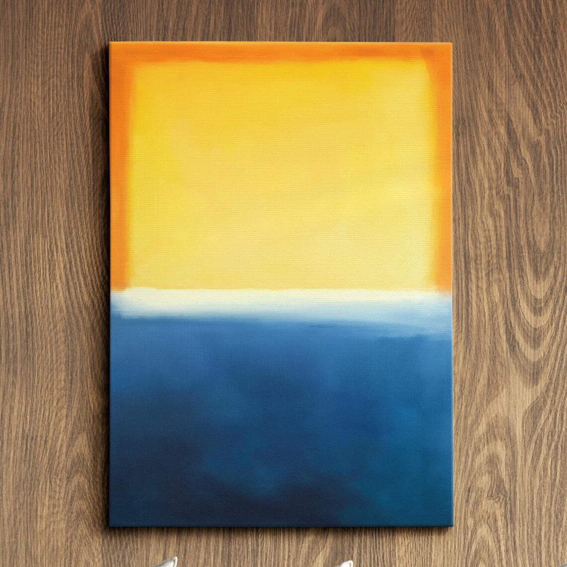 Golden Yellow Deep Blue Color Field Modern Abstract Art Poster