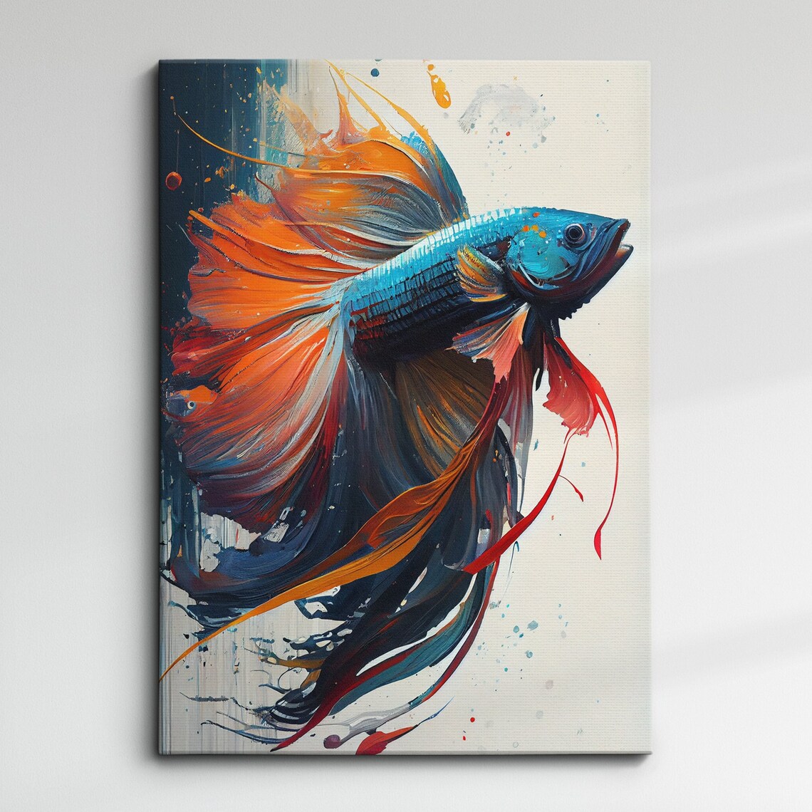 Betta Fighting Fish Colorful Watercolor Painting Underwater Poster