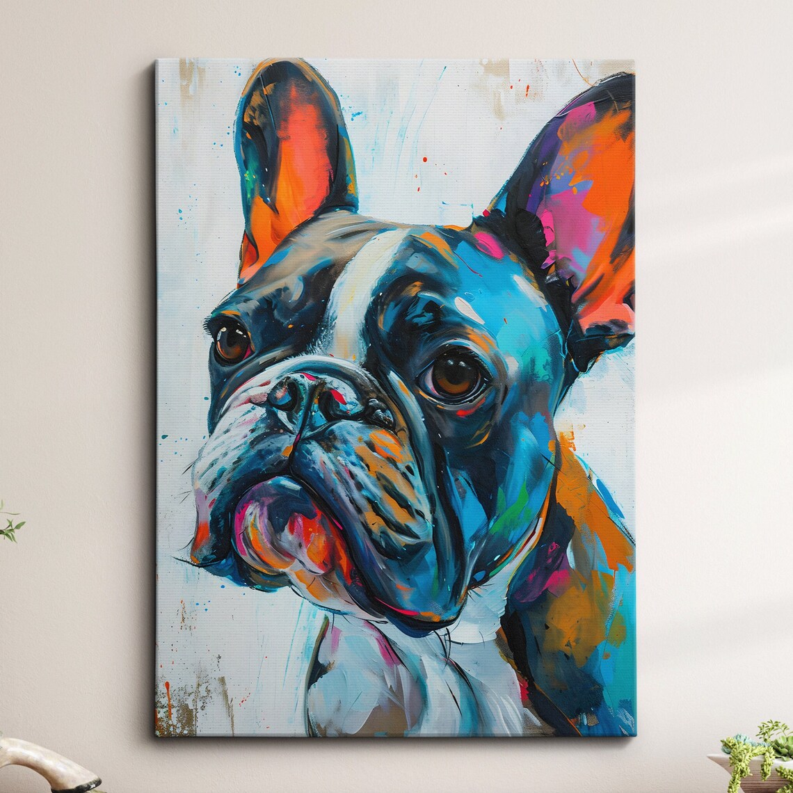 French Bulldog Colorful Abstract Oil Painting Dog Portrait Poster