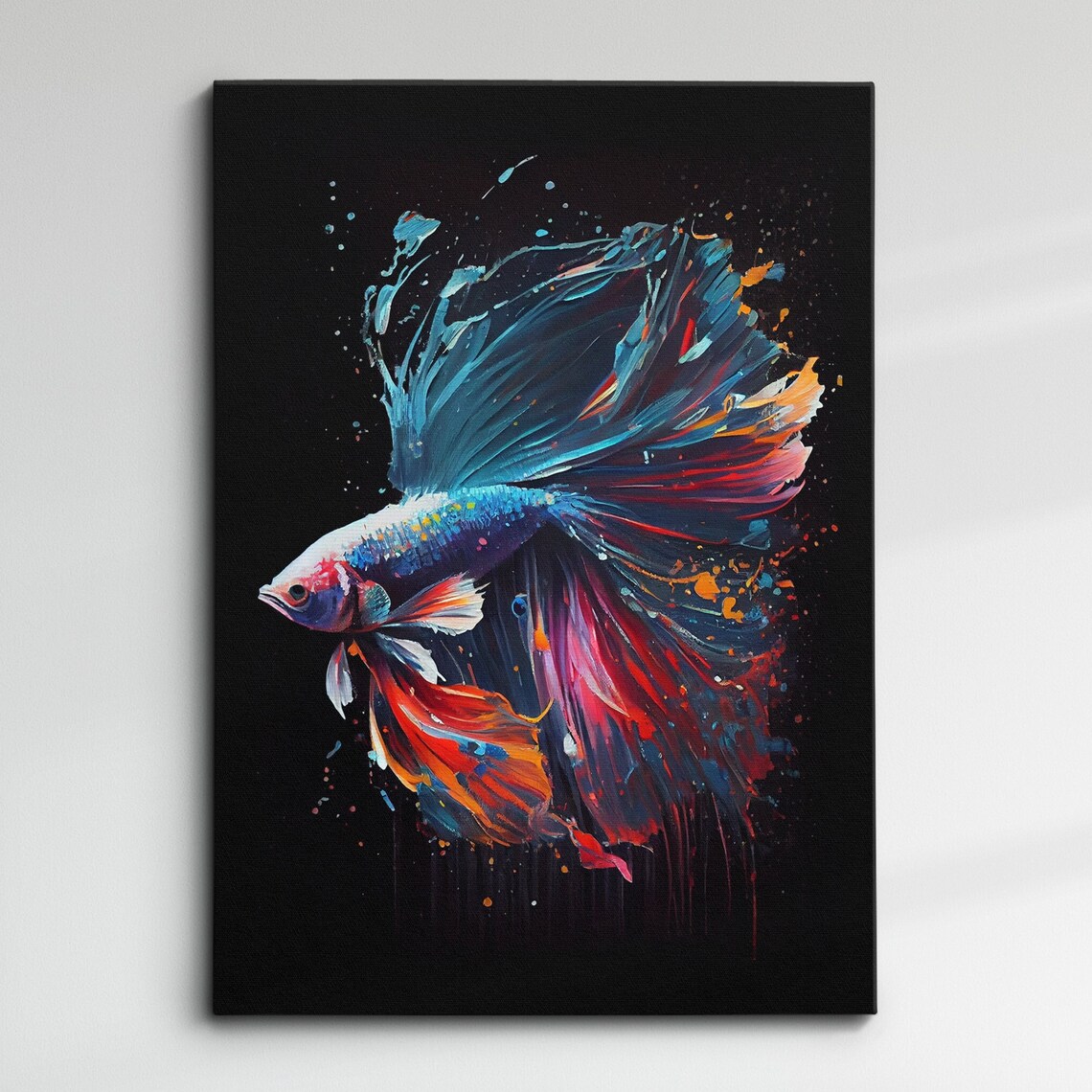 Betta Fighting Fish Splash Art Print, Pet Aquarium