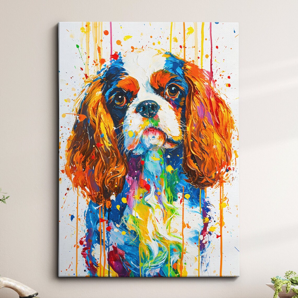 King Charles Spaniel Abstract Oil Painting Art Print