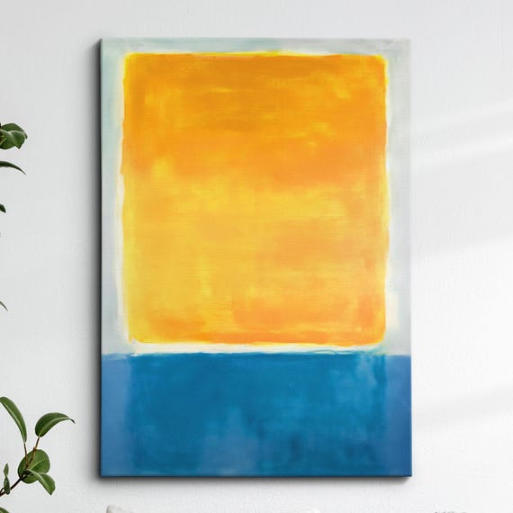 Modern Abstract Orange Blue Exhibition Oil Painting Wall Art Framed Canvas Poster Print Home Living Room Decor
