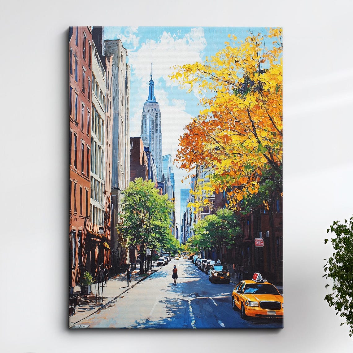 New York City Avenue Oil Painting Palette Knife Style Nyc Wall Art Framed Canvas Poster Print Kitchen Living Room Home Decor Gifts