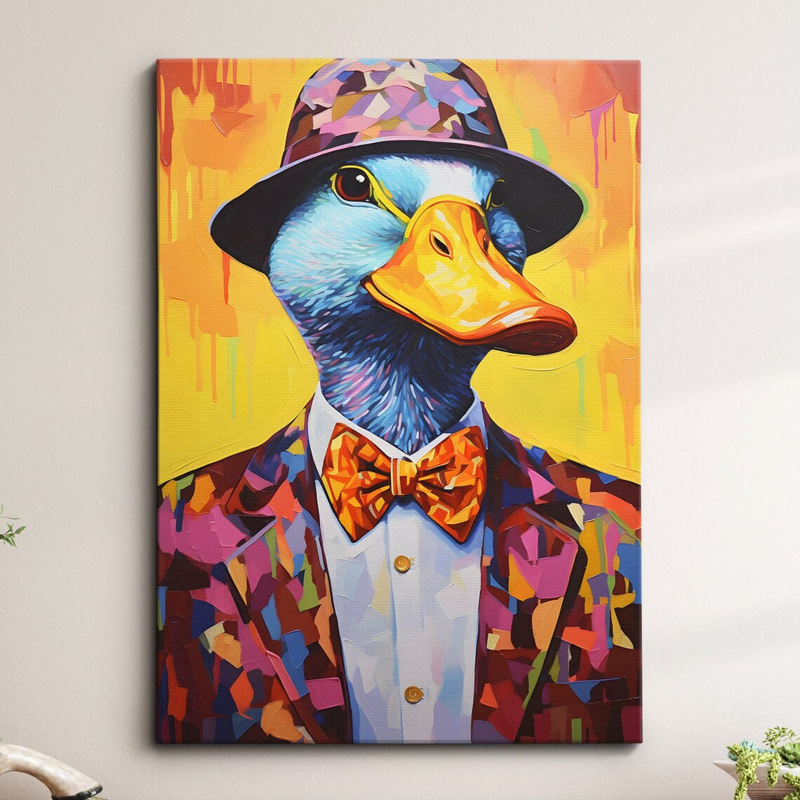 Duck With Suit and Top Hat Abstract Art Print