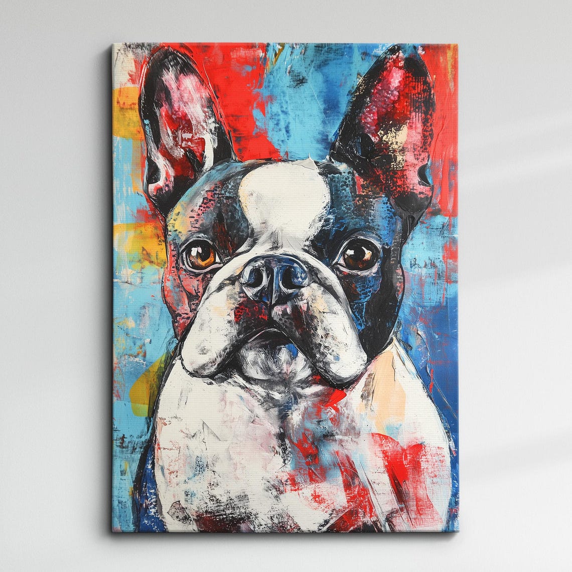 French Bulldog Colorful Paint Splash Portrait Abstract Poster