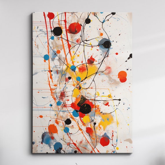 Colorful Paint Splash Abstract Oil Painting Splatter Style Wall Art Framed Canvas Poster Print Home Kitchen Office Room Decor Gifts