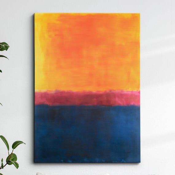 Modern Abstract Orange Blue Exhibition Oil Painting Wall Art Framed Canvas Poster Print Home Living Room Decor