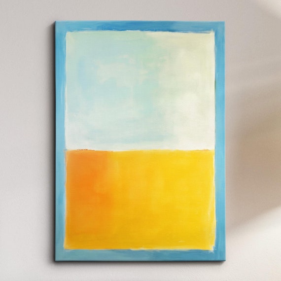 Modern Abstract Blue Orange Exhibition Oil Painting Wall Art Framed Canvas Poster Print Home Living Room Decor